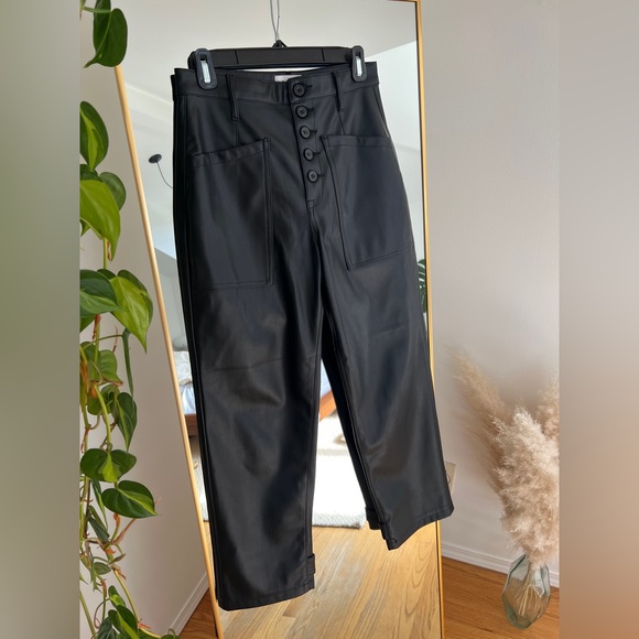 PISTOLA Tammy High Rise Vegan Leather Pants in Slate Black - Picture 4 of 7